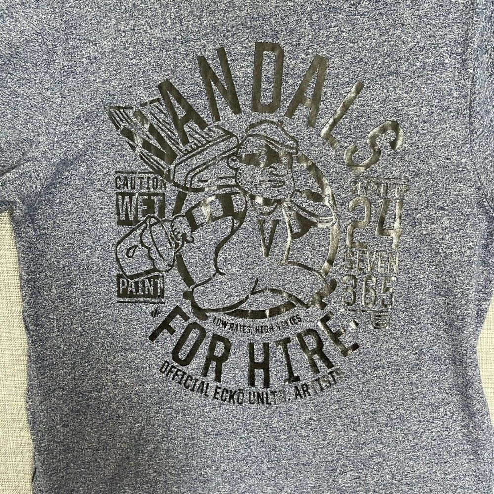 ECKO Shirt Mens Medium Vandals For Hire Skate Skater Tee Heather Blue Y2K - Picture 2 of 9